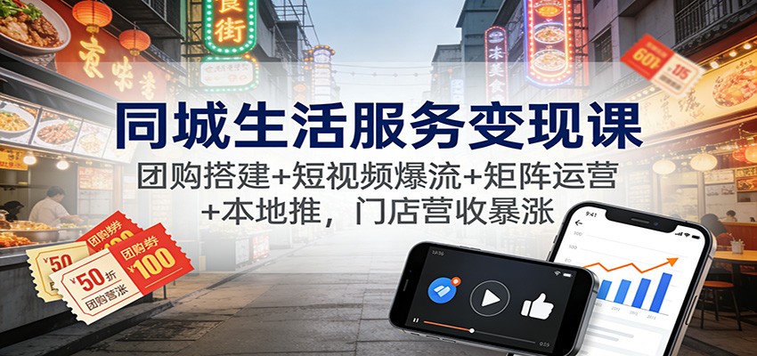 同城生活服务变现课：团购搭建+短视频爆流+矩阵运营+本地推，门店营收暴涨-niguangts