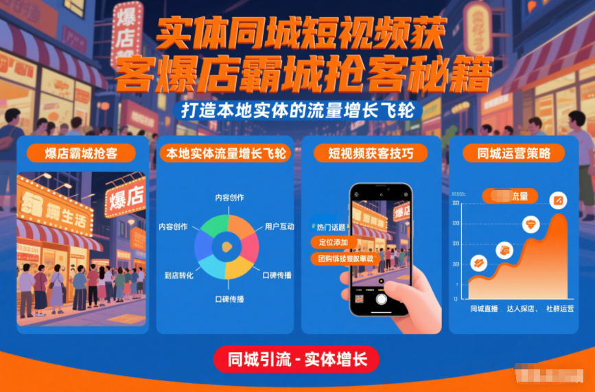 实体同城短视频获客爆店霸城抢客秘籍，打造本地实体的流量增长飞轮-niguangts