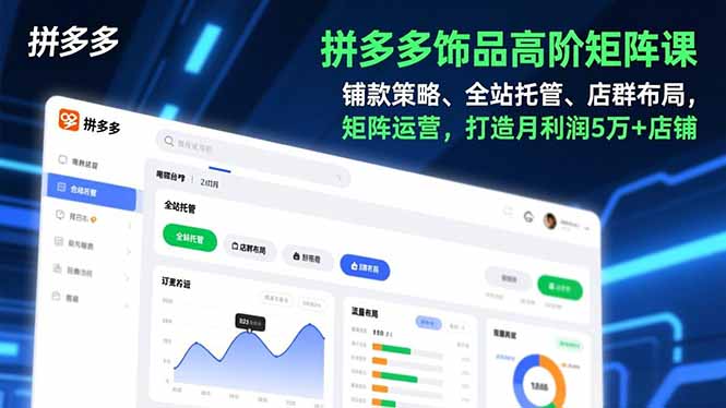 拼多多饰品高阶矩阵课，铺款策略、全站托管、店群布局，矩阵运营，打造月利润5万+店铺-niguangts