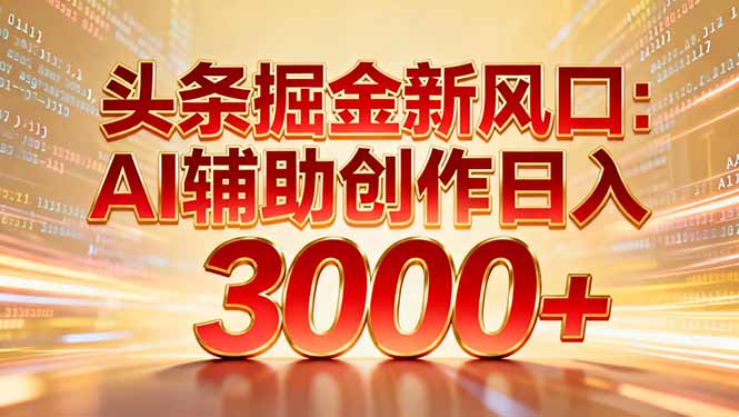 头条掘金新风口：AI辅助创作日入3000+，矩阵玩法当天启动隔天见效-niguangts