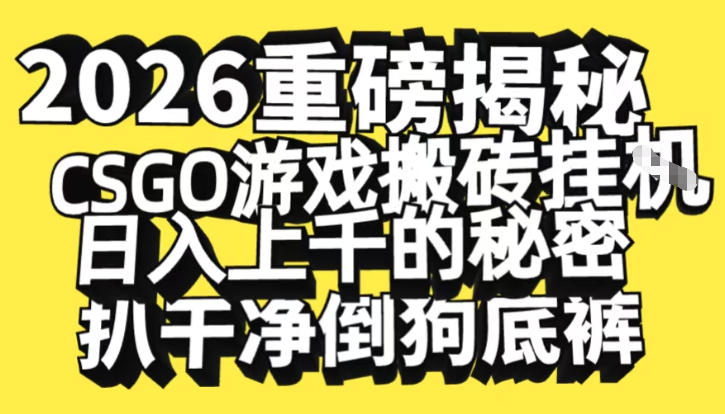 2026开年重磅解密，CSGO游戏搬砖挂G日入1k+的秘密，把倒狗的底裤扒干【揭秘】-niguangts
