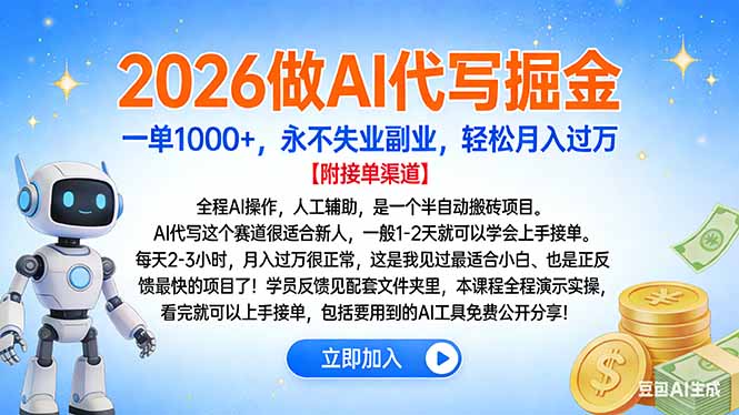 2026做AI代写掘金，一单1000+，永不失业副业，轻松月入过万-niguangts