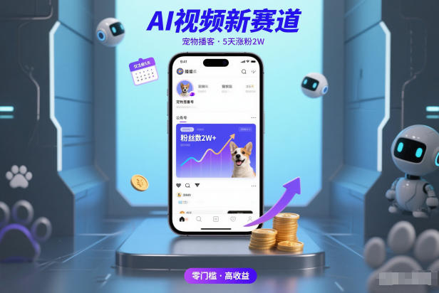 AI视频新赛道，宠物播客仅注册5天涨粉2W，收益非常可观-niguangts