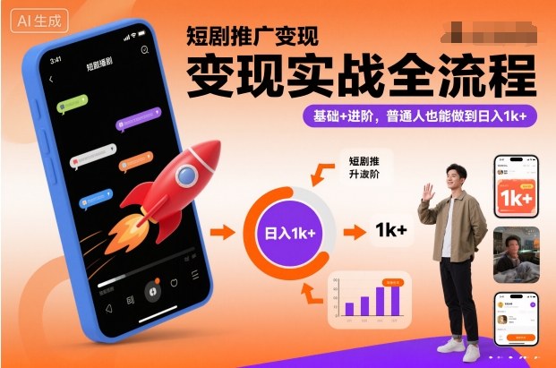 短剧推广变现实战全流程，基础+进阶，普通人也能做到日入1k+-niguangts