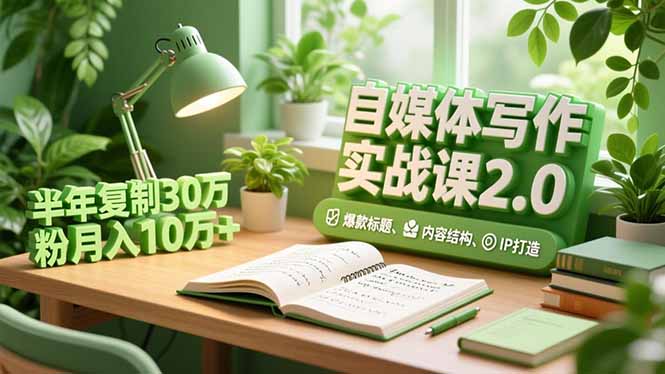 自媒体写作实战课2.0，爆款标题、内容结构、IP打造，半年复制30万粉月入10万+-niguangts