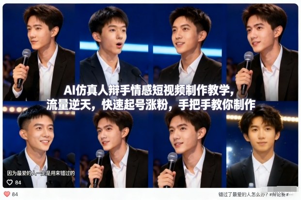 AI仿真人辩手情感短视频制作教学，流量逆天，快速起号涨粉，手把手教你制作-niguangts