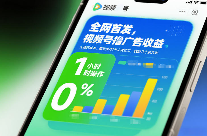 全网首发，视频号撸广告收益，无任何成本，每天操作1个小时即可，收益几十到几张-niguangts