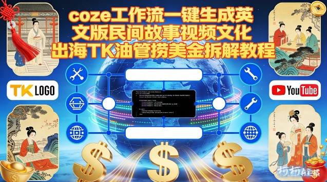 Coze扣子工作流一键生成英文版民间故事视频，文化出海TK油管捞美金拆解教程-niguangts