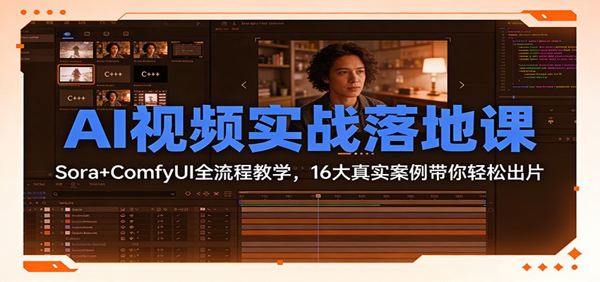 AI视频实战落地课：Sora+ComfyUI全流程教学，16大真实案例带你轻松出片-niguangts