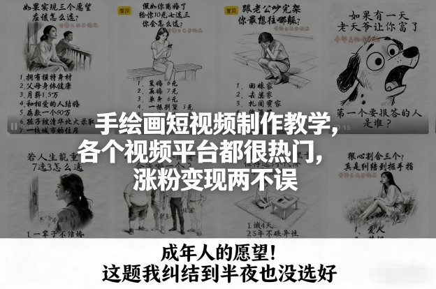 手绘画短视频制作教学，各个视频平台都很热门，涨粉变现两不误-niguangts