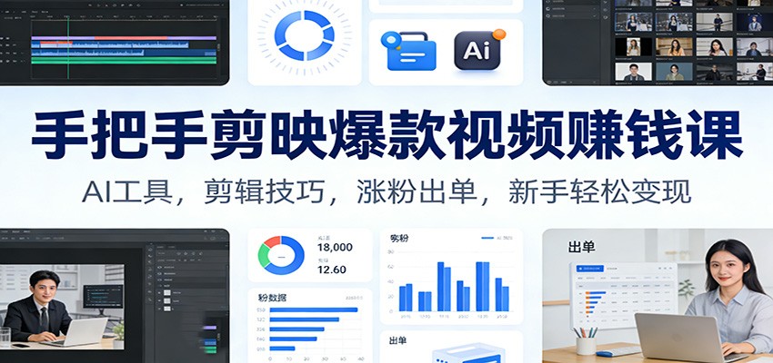 手把手剪映爆款视频赚钱课：AI工具，剪辑技巧，涨粉出单，新手轻松变现-niguangts