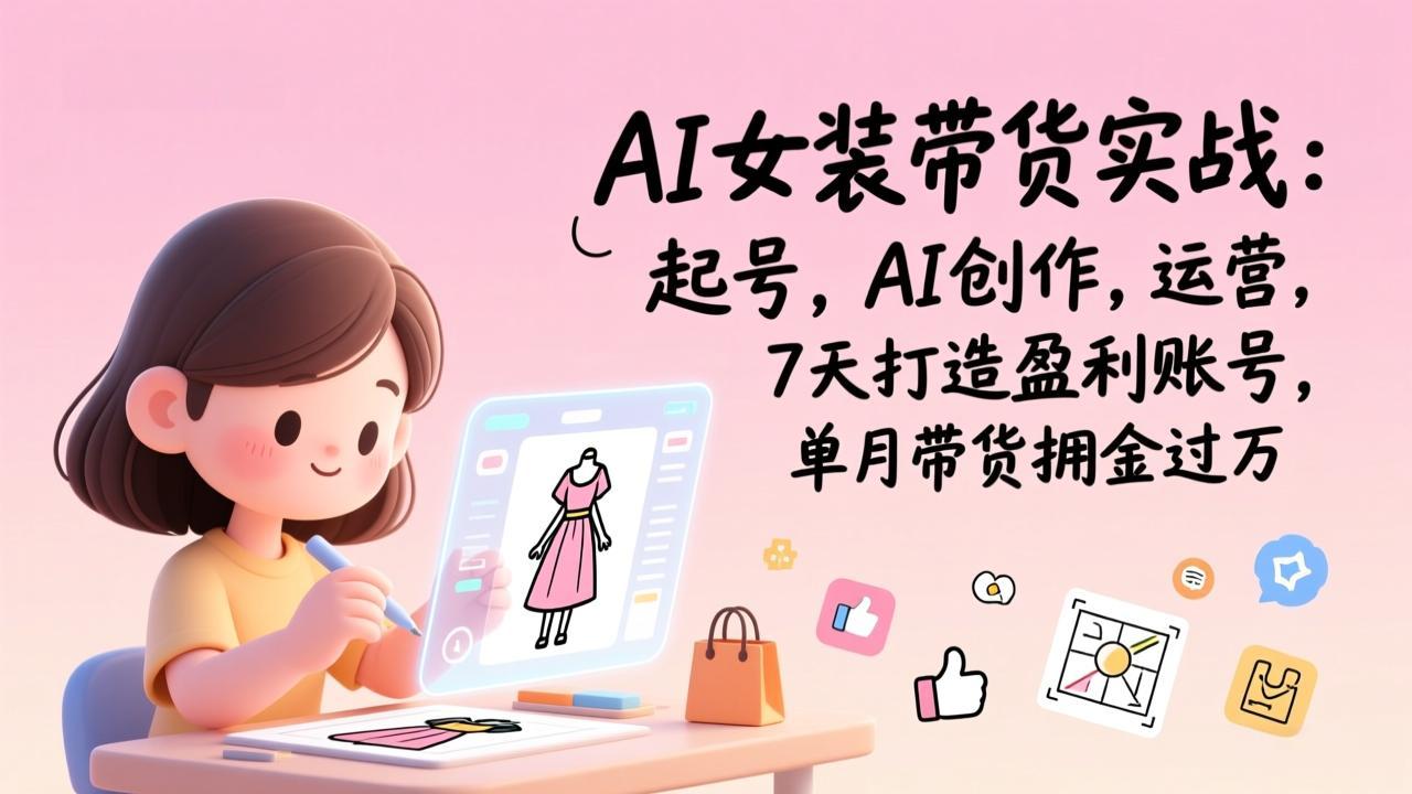 AI女装带货实战：起号，AI创作，运营，7天打造盈利账号，单月带货佣金过万-niguangts