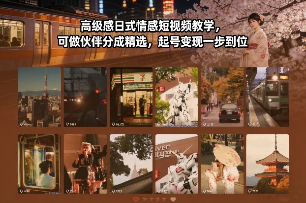 高级感日式情感短视频教学，可做伙伴分成精选，起号变现一步到位-niguangts