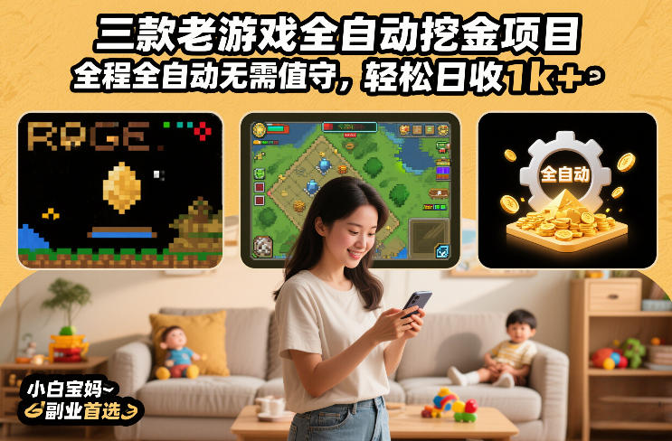 三款老游戏全自动挖金项目，全程全自动无需值守，轻松日收1k+，小白宝妈副业首选【揭秘】-niguangts