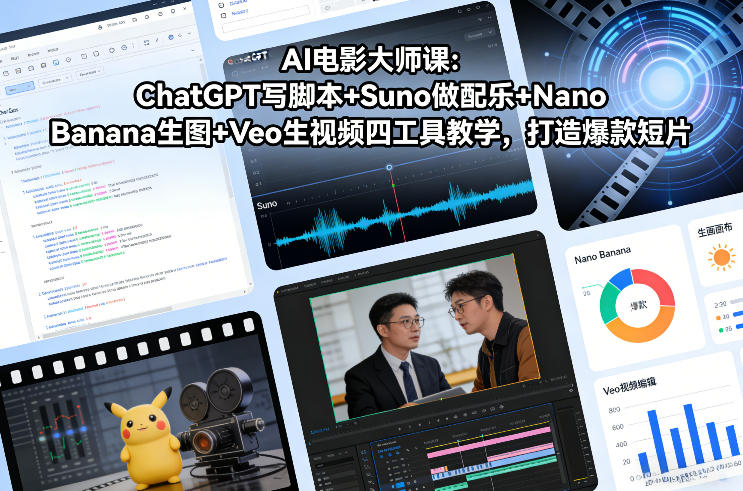 AI电影大师课：ChatGPT写脚本+Suno做配乐+Nano Banana生图+Veo生视频，打造爆款短片-niguangts