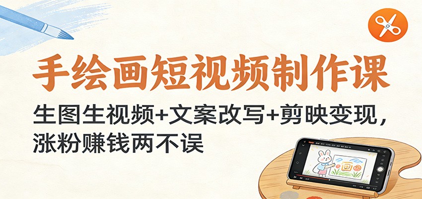 手绘画短视频制作课：生图生视频+文案改写+剪映变现，涨粉赚钱两不误-niguangts
