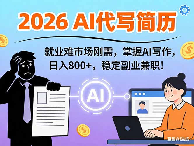 AI代写简历，超暴利，用万能模板月入1-3万实战教程，2026年市场刚需！-niguangts