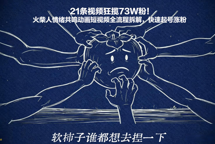 21条视频狂揽73W粉！火柴人情绪共鸣动画短视频全流程拆解，快速起号涨粉-niguangts