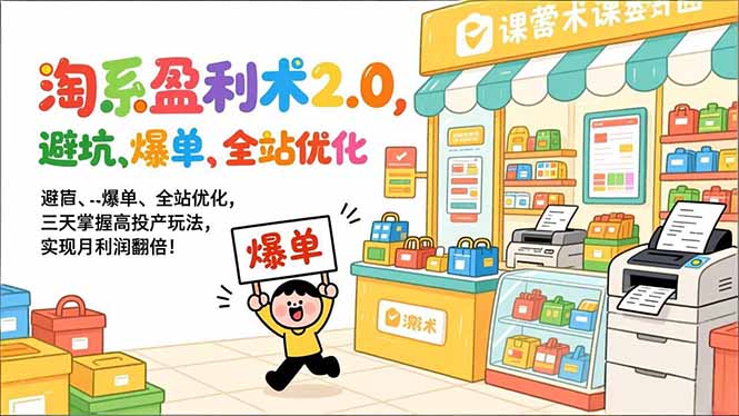 淘系盈利术2.0，避坑、爆单、全站优化，三天掌握高投产玩法，实现月利润翻倍！-niguangts
