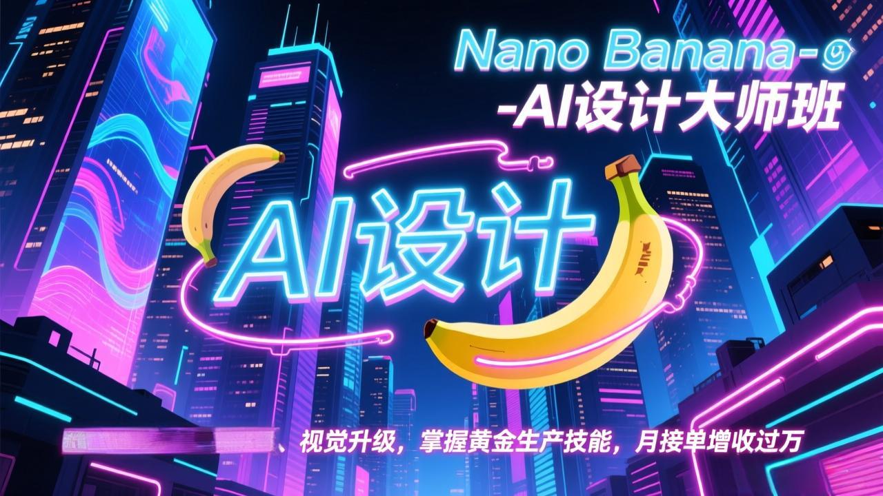 Nano Banana-AI设计大师班，修图合成、广告创作、视觉升级，掌握黄金生产技能，月接单增收过万-niguangts