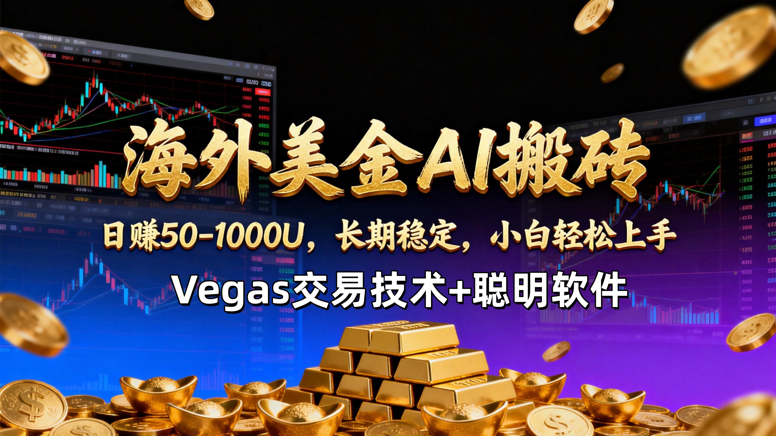 【海外美金AI搬砖】Vegas交易技术+聪明软件，日赚50-1000U，长期稳定，小白轻松上手。-niguangts