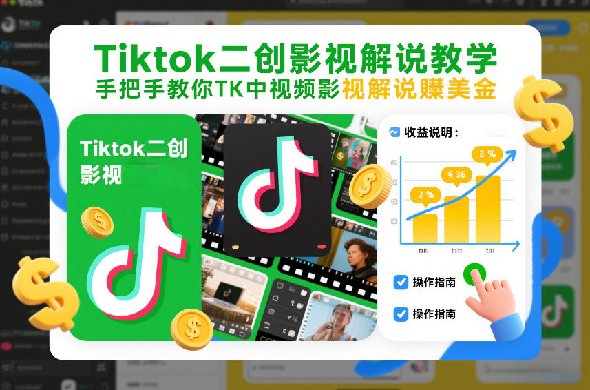 Tiktok二创影视解说教学，手把手教你TK中视频影视解说賺美金(更新26年1月)-niguangts