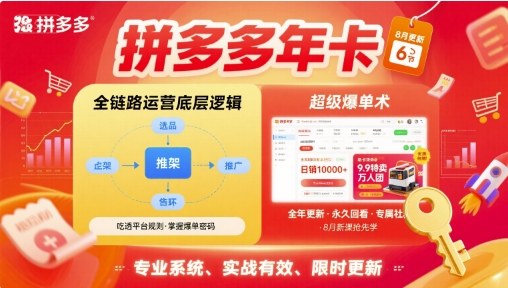 拼多多年卡，拼多多全链路运营底层逻辑，超级爆单术【更新26年1月】-niguangts