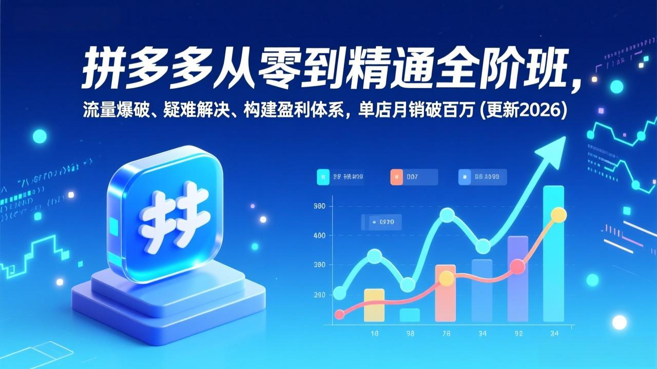 拼多多从零到精通全阶班，流量爆破、疑难解决，构建盈利体系，单店月销破百万(更新2026-niguangts