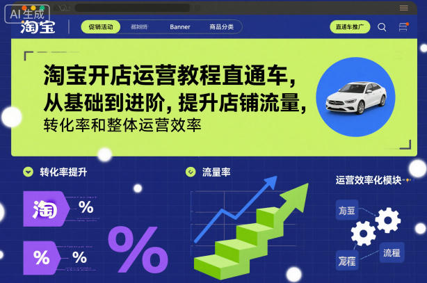 淘宝开店运营教程直通车，从基础到进阶，提升店铺流量，转化率和整体运营效率(更新26年1月)-niguangts