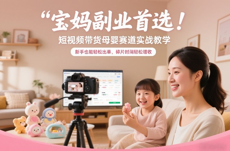 宝妈副业首选！短视频带货母婴赛道实战教学，新手也能轻松出单，碎片时间轻松增收-niguangts