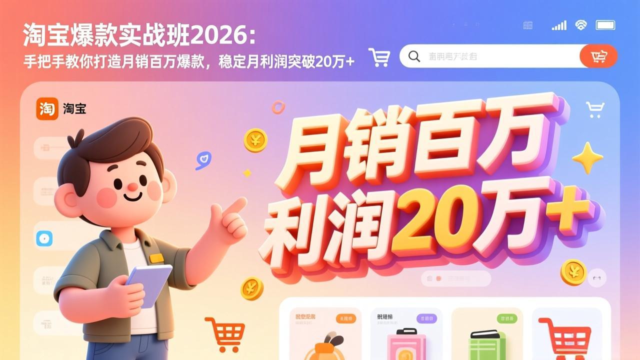 淘宝爆款实战班2026：手把手教你打造月销百万爆款，稳定月利润突破20万+-niguangts