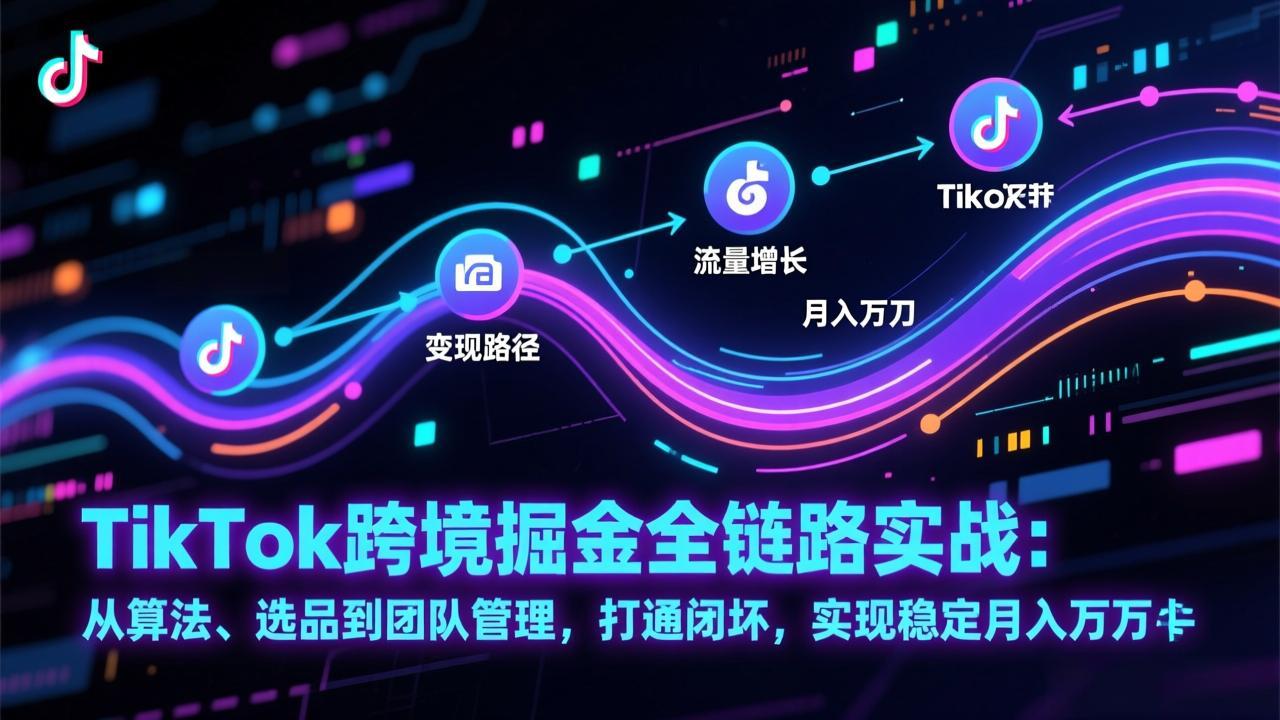 TikTok跨境掘金全链路实战：从算法、选品到团队管理，打通闭环，实现稳定月入万刀-niguangts