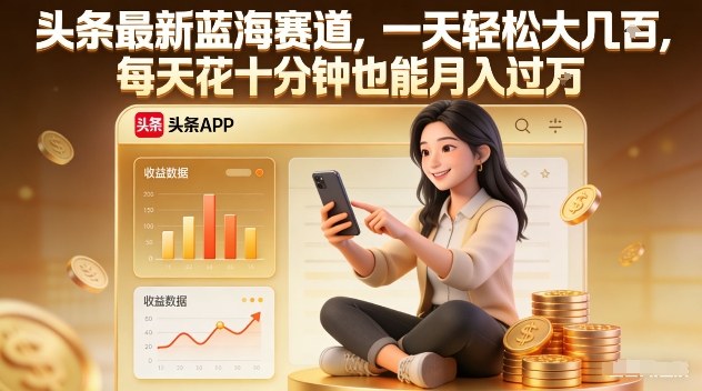 头条最新蓝海赛道，一天轻松大几张，每天花十分钟也能月入过1W【揭秘】-niguangts