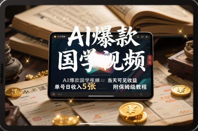 AI爆款国学视频，独家起号方法，小白直接上手，当天可见收益，单号日收入5张+附保姆级教程-niguangts
