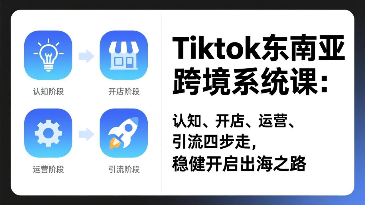 TikTok东南亚跨境系统课：认知、开店、运营、引流四步走，稳健开启出海之路-niguangts