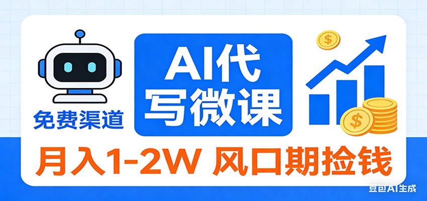 2026告别打工！AI 代写微课，提供免费渠道，月入 1-2W 风口期捡钱-niguangts