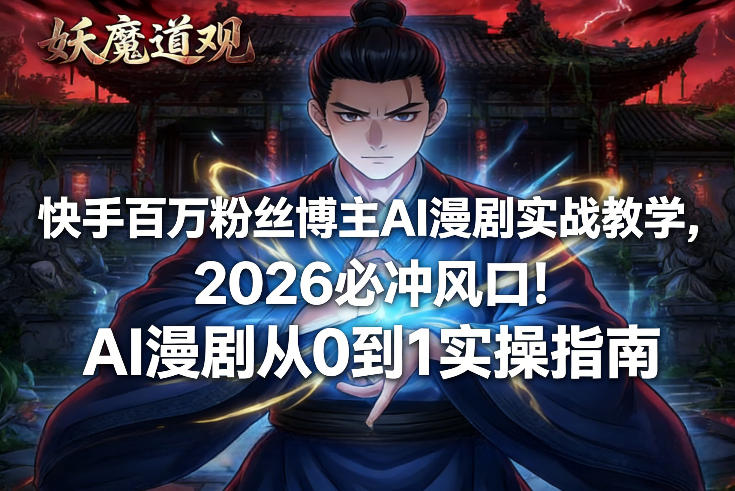 快手百万粉丝博主AI漫剧实战教学，2026必冲风口！AI漫剧从0到1实操指南-niguangts