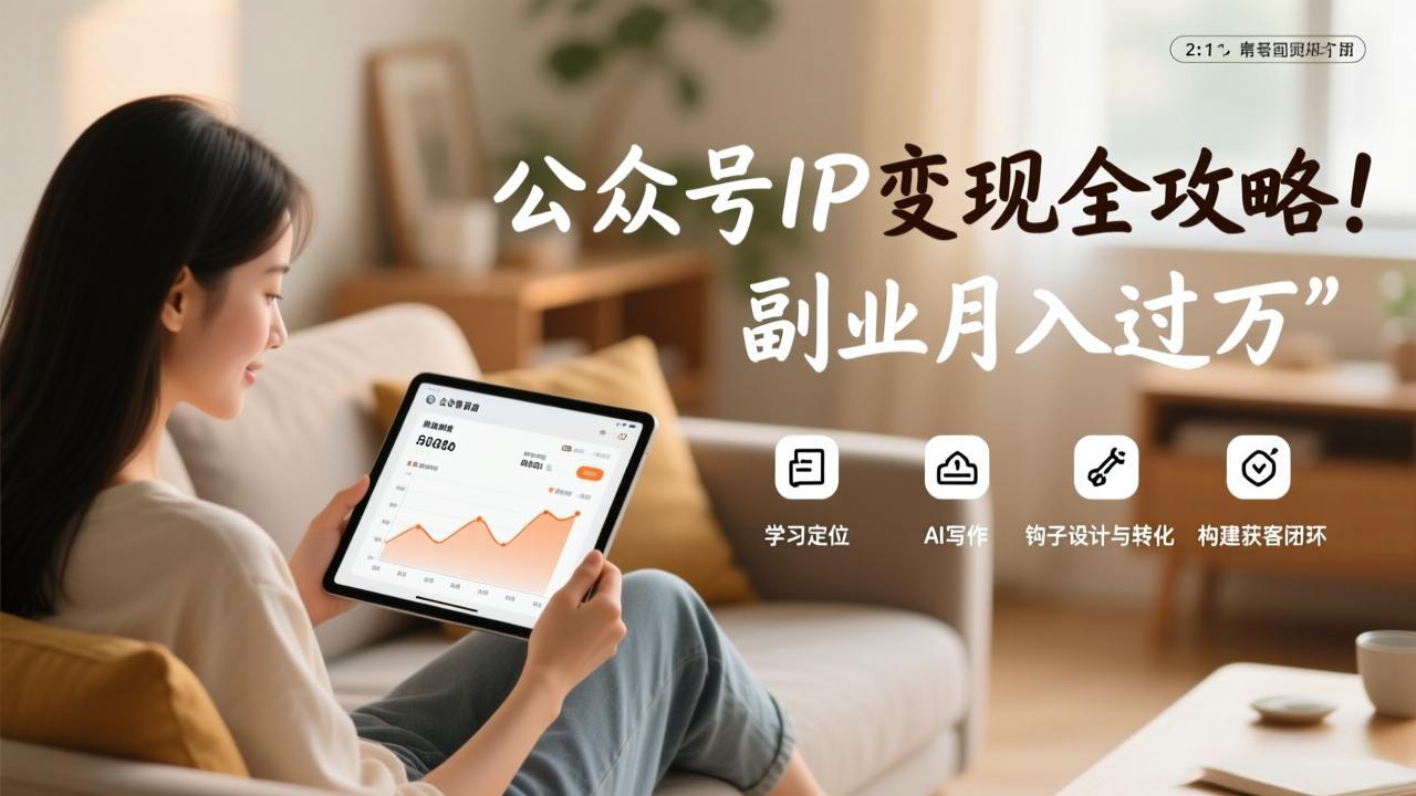 公众号IP变现全攻略，学习定位、AI写作、钩子设计与转化，构建获客闭环，副业月入过万-niguangts