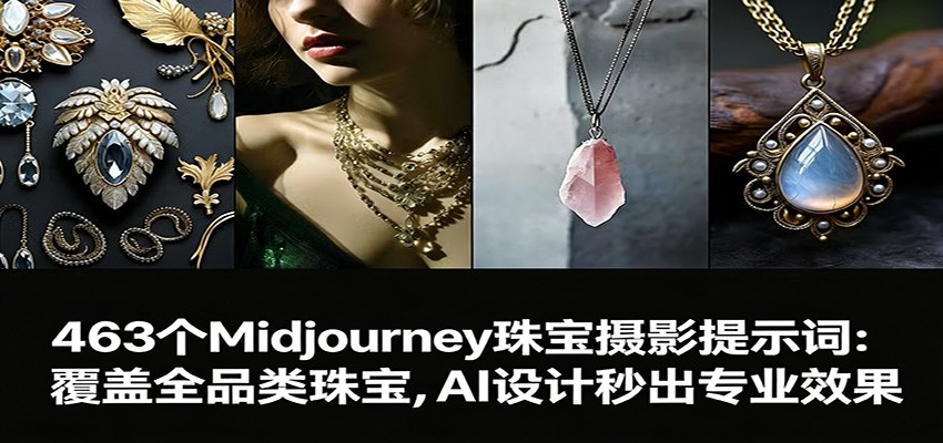 463个Midjourney珠宝摄影提示词：覆盖全品类珠宝，AI设计秒出专业效果-niguangts