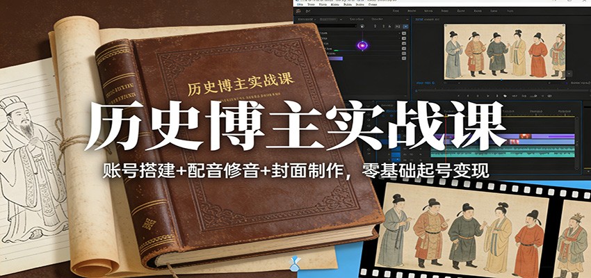 历史博主实战课：账号搭建+配音修音+封面制作，零基础起号变现-niguangts