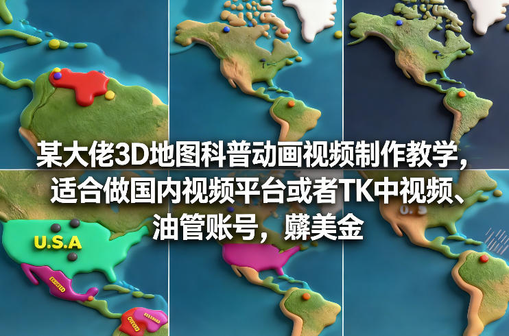 某大佬3D地图科普动画视频制作教学，适合做国内视频平台或者TK中视频、油管账号，賺美金-niguangts