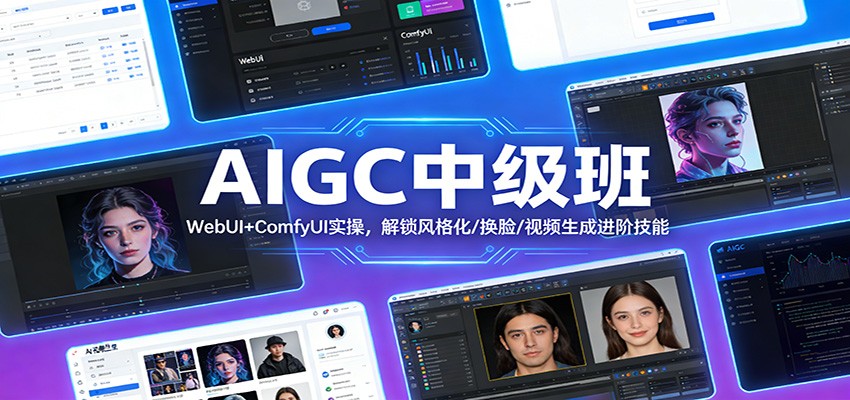 AIGC中级班：WebUI+ComfyUI实操，解锁风格化/换脸/视频生成进阶技能-niguangts
