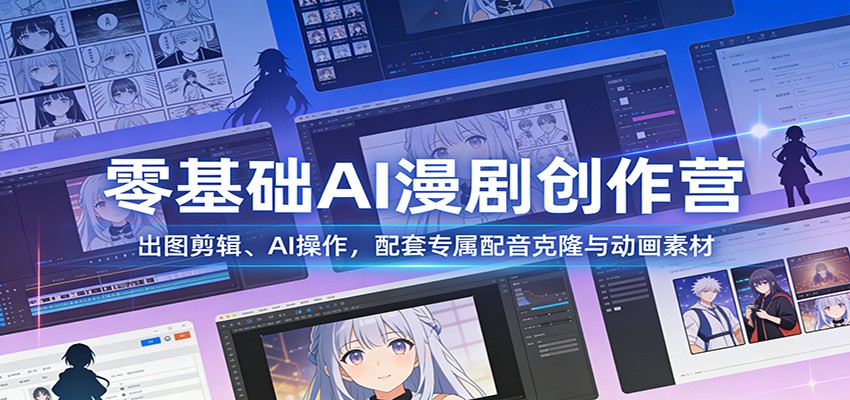 零基础AI漫剧创作营：出图剪辑、AI操作，配套专属配音克隆与动画素材-niguangts