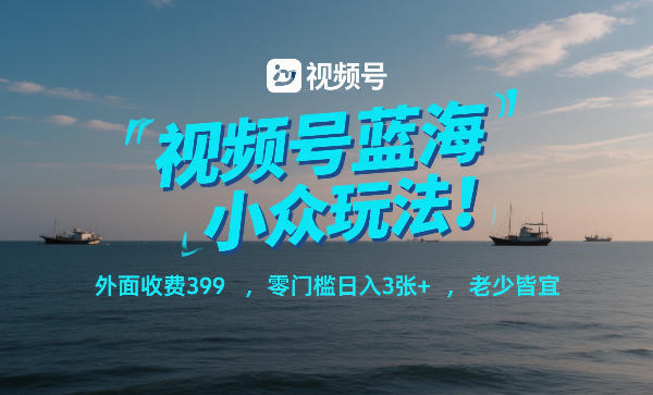 视频号蓝海小众玩法！外面收费399，零门槛日入3张+，老少皆宜-niguangts