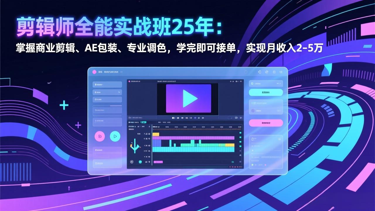 剪辑师全能实战班25年：掌握商业剪辑、AE包装、专业调色，学完即可接单，实现月收入2-5万-niguangts