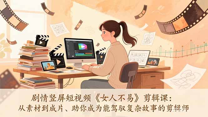 剧情竖屏短视频《女人不易》剪辑课：从素材到成片、助你成为能驾驭复杂故事的剪辑师-niguangts