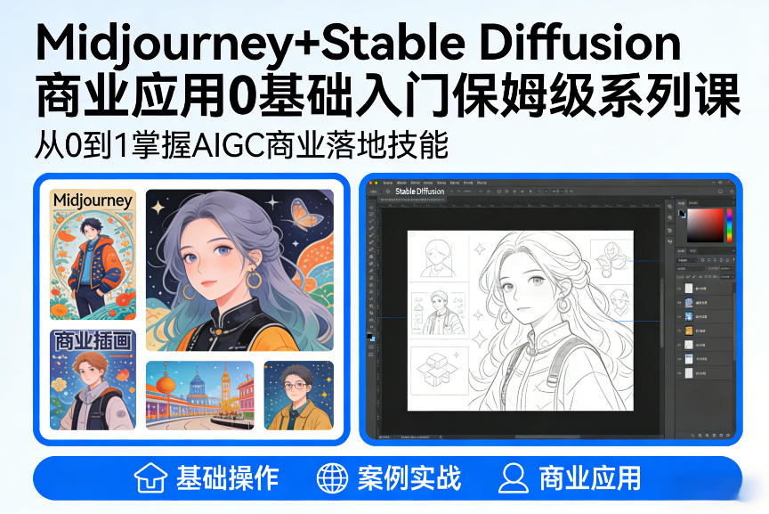 AIGC商业应用Midjourney+Stable Diffusion教程，0基础入门保姆级系列课-niguangts