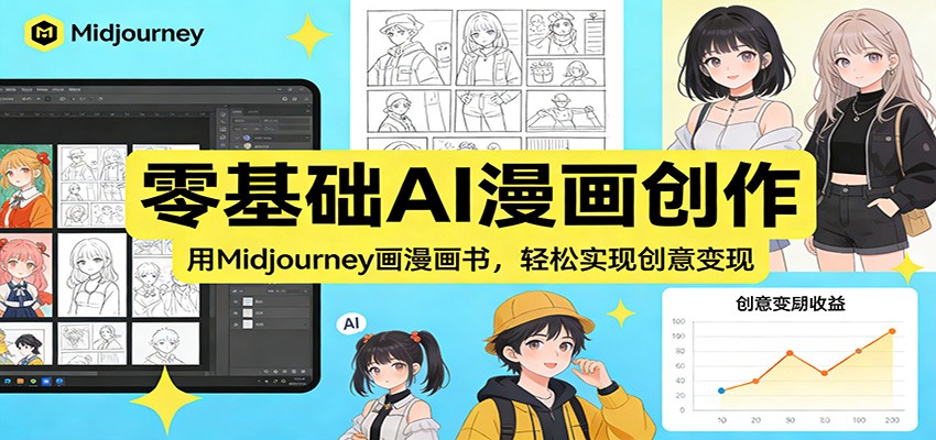 零基础AI漫画创作：用Midjourney画漫画书，轻松实现创意变现-niguangts