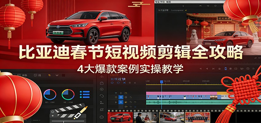 比亚迪春节短视频剪辑全攻略，4大爆款案例实操教学-niguangts