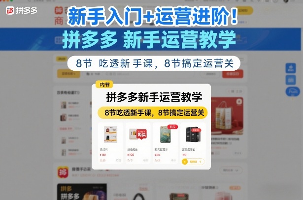 新手入门+运营进阶！拼多多新手运营教学，8节吃透新手课，8节搞定运营关-niguangts